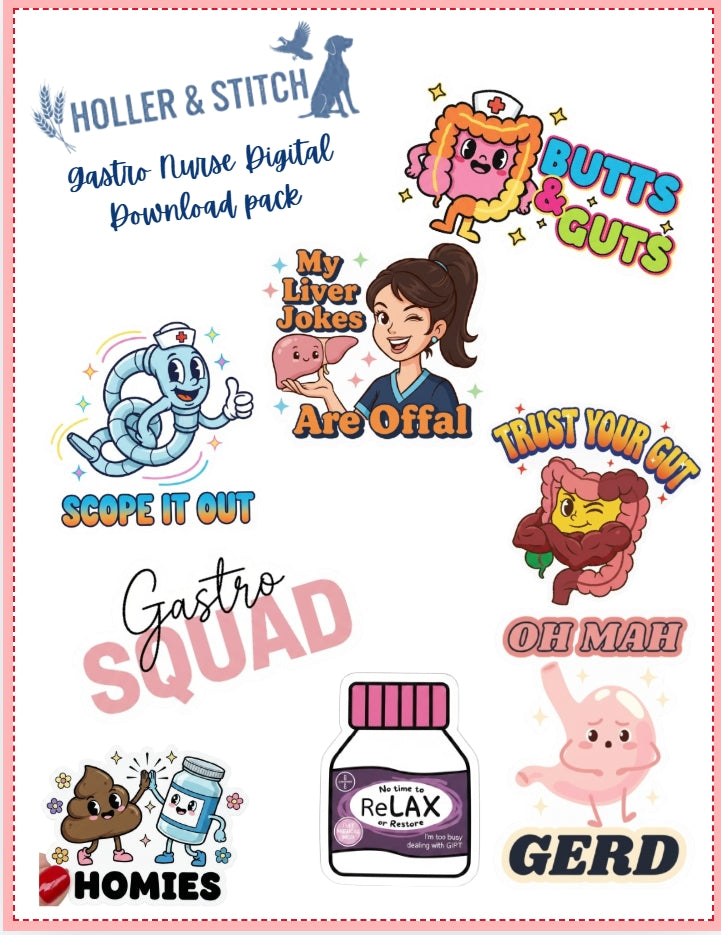 Gastro Nurse Digital Download Sticker Pack