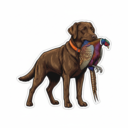 Chocolate Lab with Pheasant